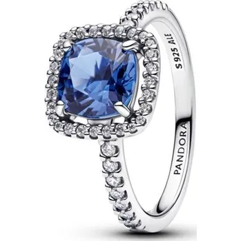 Prsten Výrazný prsten PANDORA Třpytivá modrá čtvercová aureola 56 193550C01-56