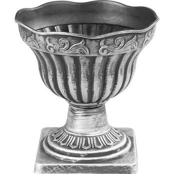 Květináč Kvetináč Antik s podstavcem 30x30cm stříbrný, metalický efekt