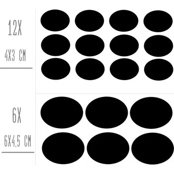 Samolepící etiketa Označto Sada štítků / nálepek, štítek černý "OVÁL" - 18ks