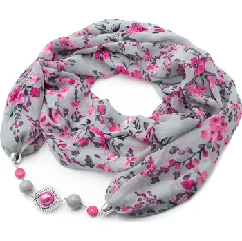 Šála Šála s bižuterií Extravagant - šedá s potiskem