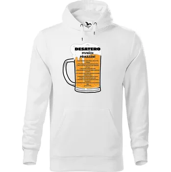 Pánská mikina DOBRÝ TRIKO Pánská mikina s potiskem Pivní desatero Velikost pánské mikiny: L, Barva: Bílá