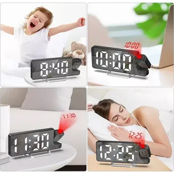 Budík Projekční digitální budík DZ-673 s velkým 7,9\" LED displejem