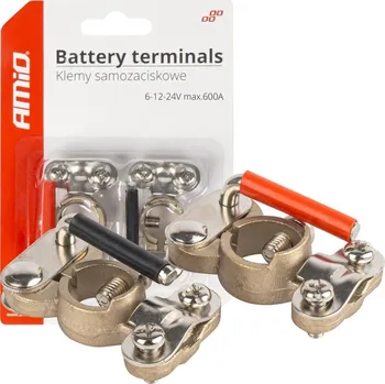 Autobaterie Samosvorné mosazné svorky baterie, 2 ks v blistru 600A AMIO-03846