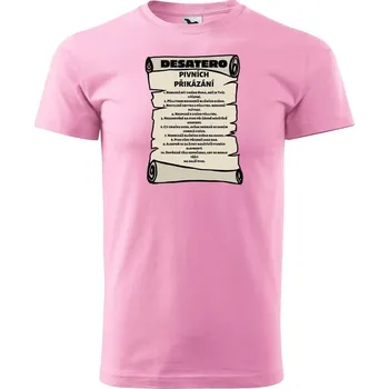 Pánské tričko DOBRÝ TRIKO Pánské tričko s potiskem Pivní přikázání Velikost: XS, Barva: Růžová