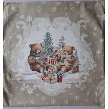 Povlak na dekorativní polštářek Povlak na polštářek vánoční méďa hračky