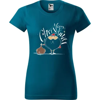 Dámské tričko DOBRÝ TRIKO Dámské tričko s potiskem Santa s dárky Barva: Petrolejová, Velikost: S