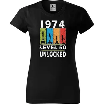 Dámské tričko DOBRÝ TRIKO Dámské tričko s potiskem Level 50 unlocked Barva: Černá, Velikost: 3XL