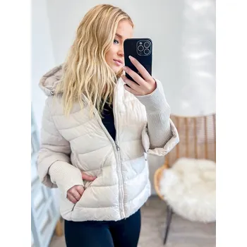 Dámská zimní krátká bunda krémová, VELIKOST S