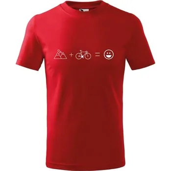 Dětská móda DOBRÝ TRIKO Dětské tričko Kolo a hory Velikost: 158/12 let, Barva: Červená