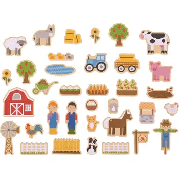 Magnetická kreslící tabulka Bigjigs Toys Magnetky farma, 35 ks