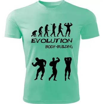 Pánské tričko Bodybuilding tričko Evolution Kulturistika mátové M (pánské tričko EVOLUTION sportovní Body-building)