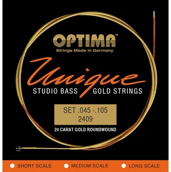 Struna pro kytaru a smyčcový nástroj Optima Optima struny pro E-bas Unique Studio Gold Strings4-str. long sc. 2409L 7781