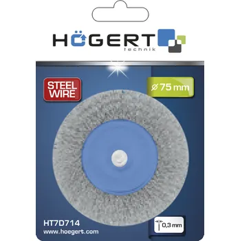 Drátěný kartáč Högert Kruhový kartáč s hřídelí 75 mm, ocelový drát, 0,3 mm HT7D714