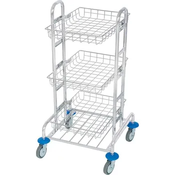 Policový vozík chromovaný, 3 drátěné koše, v x d x š: 1030x550x300 mm