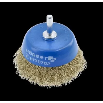 kartáč na vrtačku Högert Hrncový kartáč s hřídelí 50 mm, mosazný drát, 0,3 mm HT7D701
