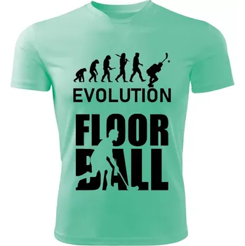 Pánské tričko FLOORBALL tričko Evolution mátové L (pánské tričko EVOLUTION sportovní FLOORBALL)