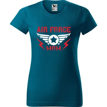 Dámské tričko DOBRÝ TRIKO Dámské tričko s potiskem Air force mom Barva: Petrolejová, Velikost: 2XL