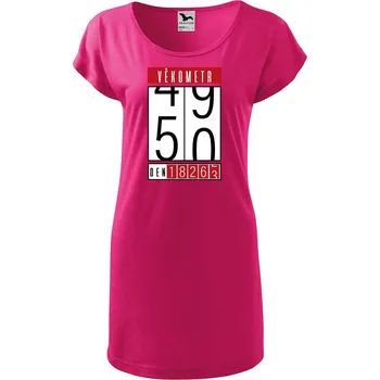 Dámské tričko DOBRÝ TRIKO Dámské tričko/šaty Věkometr 50 Velikost: L, Barva: Purpurová