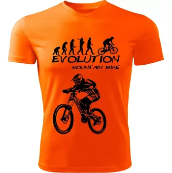 Dámské tričko Horské kolo dámské tričko Evolution Mountain bike oranžové (dámské tričko EVOLUTION sportovní Mountain bike)