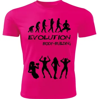 Dámské tričko KULTURISTIKA dámské tričko Evolution růžové S (dámské tričko EVOLUTION sportovní Bodybuilding)