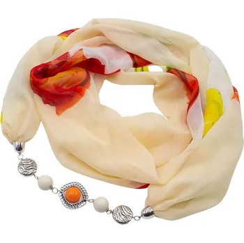 Šála Šála s bižuterií Extravagant - béžová s potiskem