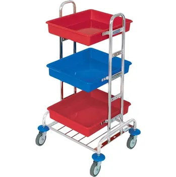 Policový vozík chromovaný, 3 plastové vany, v x d x š: 1030x550x300 mm