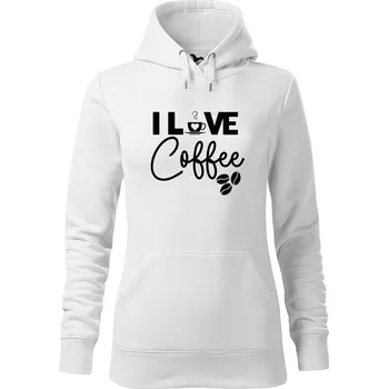 Dámská mikina DOBRÝ TRIKO Dámská mikina s potiskem I love coffee Velikost dámské mikiny: S, Barva: Bílá