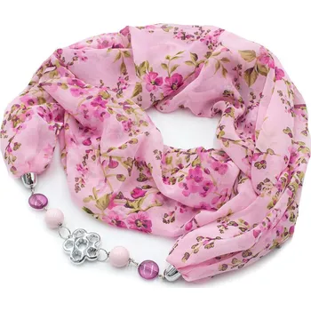 Šála Šála s bižuterií Extravagant - růžová s potiskem