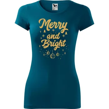 Dámské oblečení DOBRÝ TRIKO Dámské tričko Merry and bright Velikost: M, Barva: Petrolejová