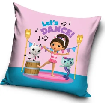 Dekorativní polštářek Carbotex Dětský polštářek GÁBININ KOUZELNÝ DOMEK TANČÍME 40x40cm plyšový růžový