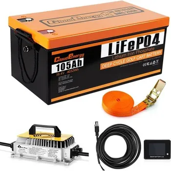 Záložní baterie Cloudenergy 36V 105Ah LiFePO4 Baterie pro Golfové Vozíky s 20A Nabíječkou a Bluetooth BMS