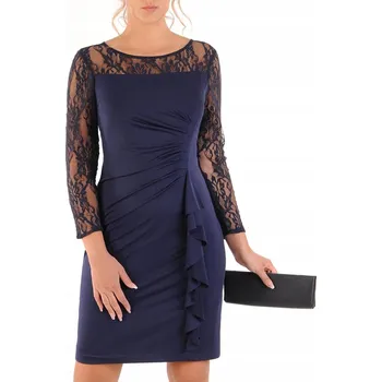 Dámské šaty Carla Moreno koktejlové krajkové šaty midi velikost 40