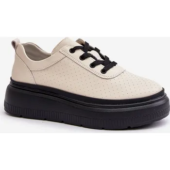 Dámské tenisky Tenisky na platformě z přírodní Kůže 41470 Vinceza - 39 Barva: Béžová, Velikost: 39