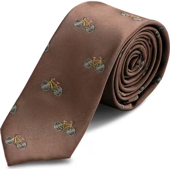 Kravata Hnědá úzká kravata s koly - Trendhim