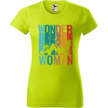 Dámské oblečení DOBRÝ TRIKO Dámské tričko s potiskem Wonder woman Barva: Limetková, Velikost: L