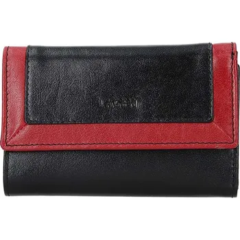 Peněženka Dámská peněženka LAGEN kožená BLC/4390 černá/červená BLK/RED
