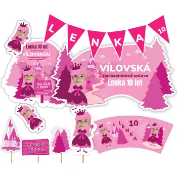 Party nádobí Personal Personalizovaný narodeninový set - Ružové narodeniny