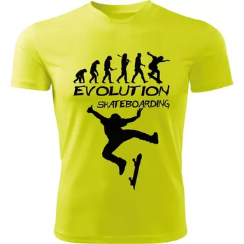 Pánské tričko Skateboarding tričko Evolution limetkové M (pánské tričko EVOLUTION sportovní Skateboarding)