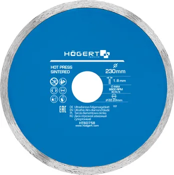 Řezný kotouč Högert Diamantový kotouč 230 HT6D758