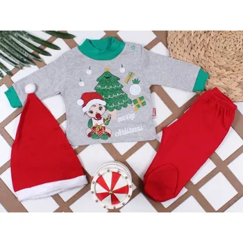 Kojenecká souprava 3D souprava tričko, polodupačky a čepička Merry Christmas 80