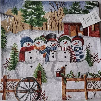 Povlak na dekorativní polštářek GOBELÍNOVÝ POVLAK - VÁNOČNÍ sněhuláci