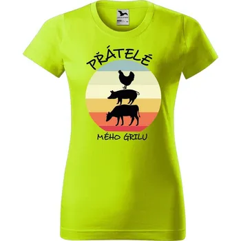 Dámské oblečení DOBRÝ TRIKO Dámské tričko s potiskem Přátelé mého grilu Barva: Limetková, Velikost: S
