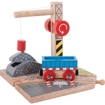 Vláček a vláčkodráha Bigjigs Rail Jeřáb se štěrkem