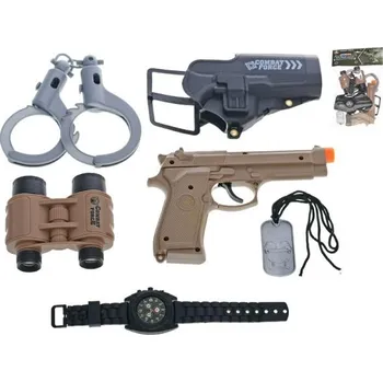 Dětská zbraň Vojenský set s pistolí a doplňky 5ks