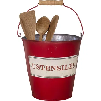 Příbor Červený plechový kyblík nejen na příbory
