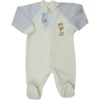 Kojenecký overall Overal na spaní béžový pásky Žirafka