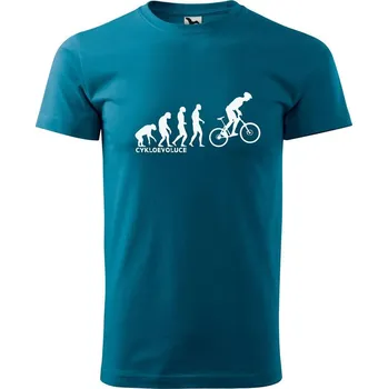 Pánské tričko DOBRÝ TRIKO Pánské tričko s potiskem Evoluce cyklista Velikost: XL, Barva: Petrolejová