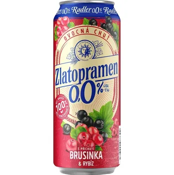 Pivo Zlatopramen Radler s příchutí brusinka a rybíz 0% 6x0,5l
