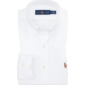 Pánská košile Velké Velikosti - Polo Ralph Lauren - Oxford košile z bavlny s malou výšivkou hráče póla - 3XL - Bílá