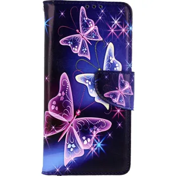 Pouzdro na mobilní telefon Pouzdro Samsung A15 knížkové Modré s motýlky (kryt neboli obal na Samsung A15)
